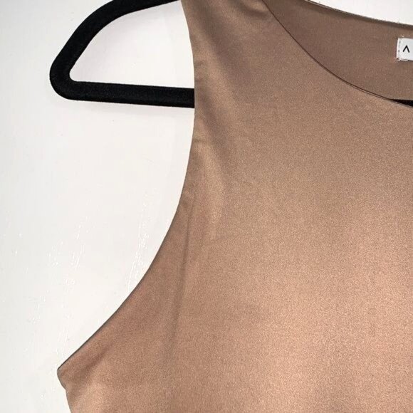And Now This Womens Tan Sleeveless Bodysuit L Polyester/Spandex Blend Snap Closu - Picture 5 of 11